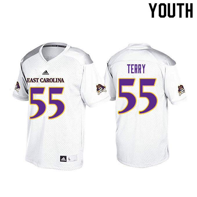Youth #55 Dre'Shuwn Terry ECU Pirates College Football Jerseys Sale-White